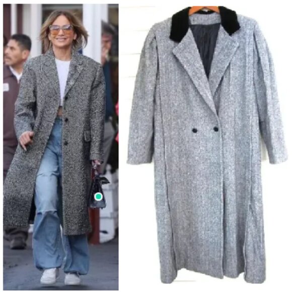 Vintage Jackets & Blazers - JLo Style Vintage Saxton Hall Herringbone Wool Overcoat size 10/12